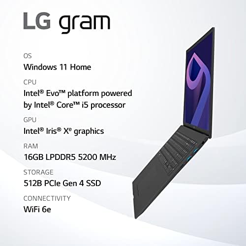 Ультралегкий лаптоп LG Грам (2022) 14Z90Q, 14-инчов (1920 x 1200) IPS-дисплей, процесор Intel Evo 12-то поколение i5 1240P,