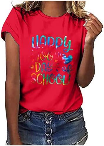 Дамска Лятна Есенна Тениска с Кръгло Деколте, Памучен Блуза с Цветен Модел и Къс Ръкав, Тениска за Момичета U3