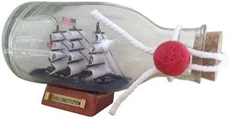 Морски декор ръчно изработени Кораба на Конституцията на САЩ в бутилка 5 инча - Кораб в бутилка - Войната от