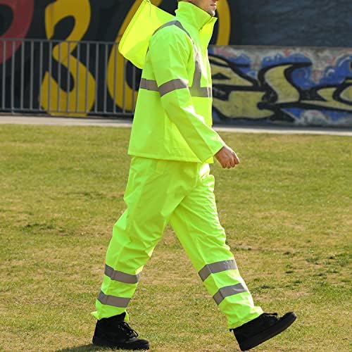 Защитна Мушама FONIRRA Hi Vis за Мъже, Водоустойчив Жълто Отразяваща Дъждобран клас 3, Спортни Панталони (L/XL)