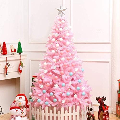 Изкуствена Коледна Елха SHUISHU, Коледна Украса с Коледни Орнаменти и Гирлянди, Подаръци за деца от 120 см, Розово 1123 (Размер: