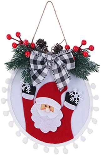BESPORTBLE Коледни Венци Декор Знак, 9,4 Инча Дядо Зима висеше Знак с Лента Лък и Изкуствени Борови Клони