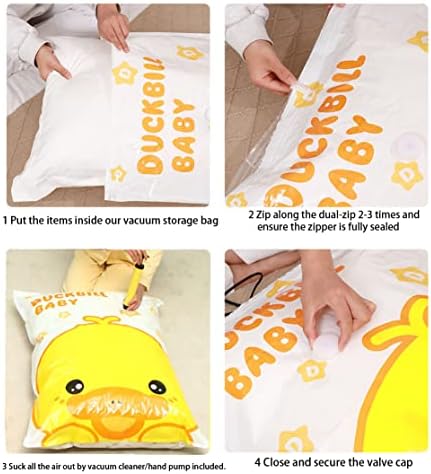 Вакуумни торби за съхранение на TJLMCORP Pink Star Duck по 10 опаковки; Опаковки за спестяване на пространство