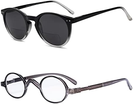 Eyekepper Спестете 10% на 1 опаковка бифокальных слънчеви очила с кръгли считывателями на извори са Черни на цвят и 1 пакет малки овални кръгли слънчеви очила за четене си