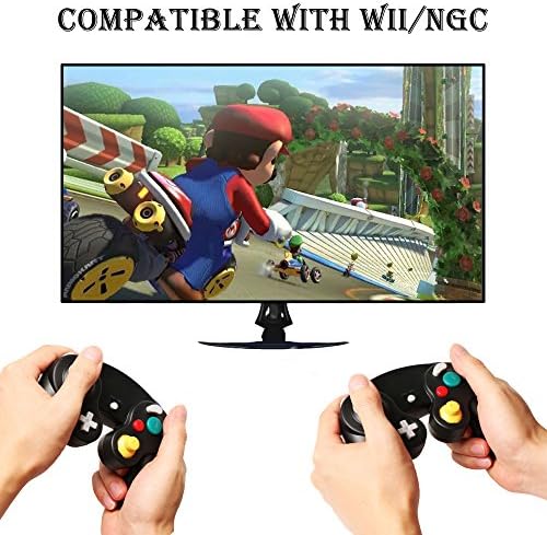 Reiso 2 опаковки контролери NGC Класически жичен контролер за Wii, Gamecube (2 опаковки прозрачно-червено и прозрачно-синьо)