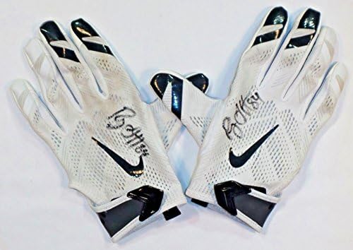 Райън Грифин Хюстън Texans С Автограф на , Надетые на играта Ръкавици Nike, Бели / Сини 1 - Използваните ръкавици за игри в NFL