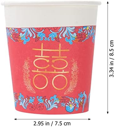 Amosfun 50шт 9 Грама за Хартиена Чаша за Еднократна употреба Горещи Хартиени Чаши за Кафе в Китайски Стил за Еднократна употреба Чаени Чаши За Пиене, за Сватбени Партита