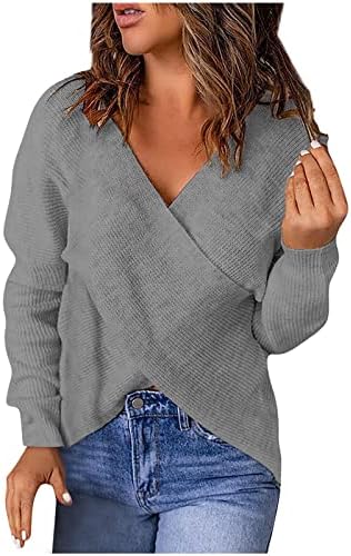 Жена Ежедневното Однотонное Свободно Вязаное Рокля-Пуловер с V-образно деколте в Рубчик за Бременни