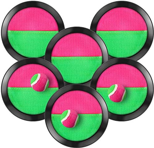 Играта TOODOO Хвърли и сграбчи топки, 3 комплекта плешки за ези и улов на топка, 6 плешки и на 3 топки, подходящи за