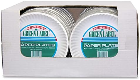 Хартиени чинии AJM Green Label, 9, бял, кутия на 1200 чинии