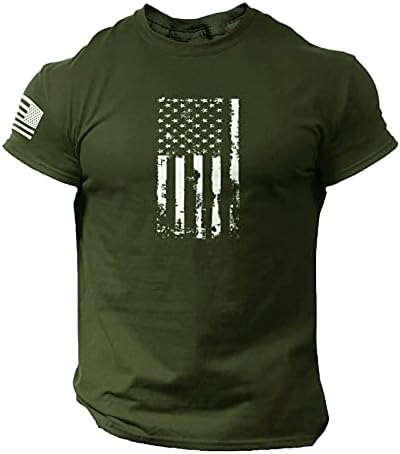 BADHUB Патриотическая Тениска за Мъже, Ежедневни Свободна Мускулна Риза с Къс Ръкав, Тениски 4 юли, Върхове с Принтом на Американското