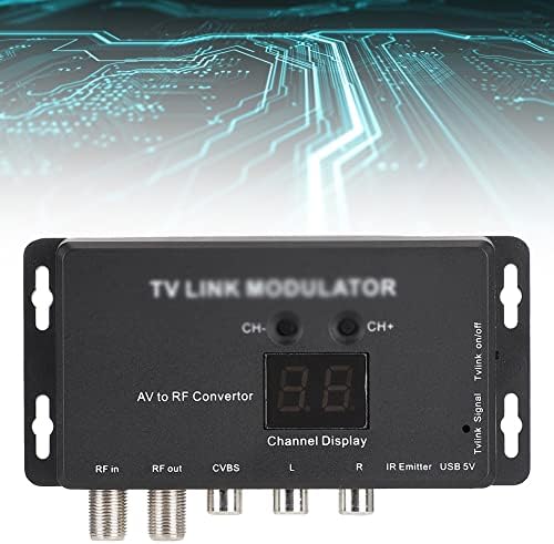 LUKEO UHF TV Link Модулатор на AV-Радиочестотни Конвертор IR удължител с 21-канальным дисплей PAL/NTSC Допълнително Пластмаса Черен (цвят: E)
