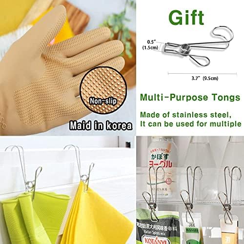 Ръкавици за почистване на горната част на ръкавици за миене на съдове - 2 чифта ръкавици за миене на съдове с метална скоба