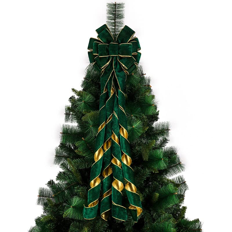 Украса на Коледната елха Лък Линия Сияние Украсата на Елхата Лък Украсата на Коледното вратата Отпред (Зелен, един размер)
