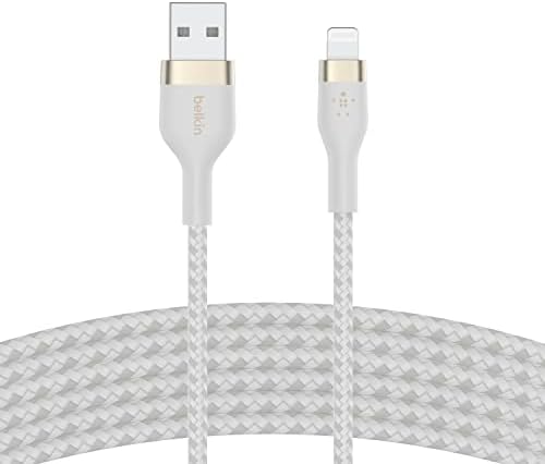 Кабел Belkin BoostCharge Pro с Гъвкав плетением USB Type A към Lightning, Сертифициран Пфи Кабел за зареждане на iPhone 14,