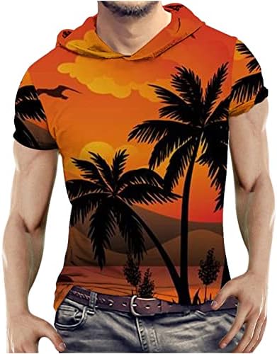 Хавайска Тениска С качулка, Мъжки Плажни Върхове с 3D Тропически Принтом и Къс Ръкав, Тениски 2023, Модни, Спортни Блузи, Потници