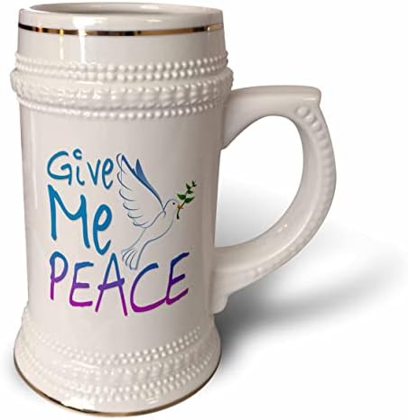 Триизмерно изображение на думи Дай ми мир с образа на гълъб - чаша за стейна на 22 унция (stn_356678_1)