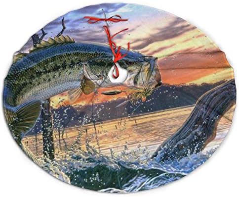 LVeShop Риболов на Костур Устата Коледно Дърво Пола Луксозен Целогодишен Закрит и Открит Мат Селски Празнични