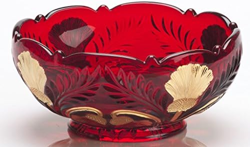 Купа - Обърната Трън - Mosser Glass - САЩ (Червена ръчно рисувани)