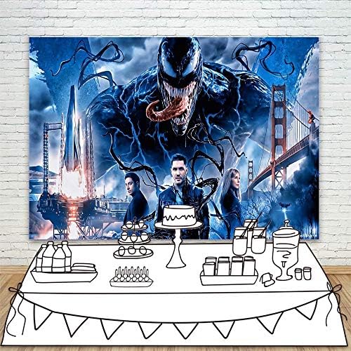Venom Party Доставки Фон за рождения Ден на Плакат 7x5ft Винил Фон За Снимки Супергерой Venom Фонове за Рожден Ден за Детски