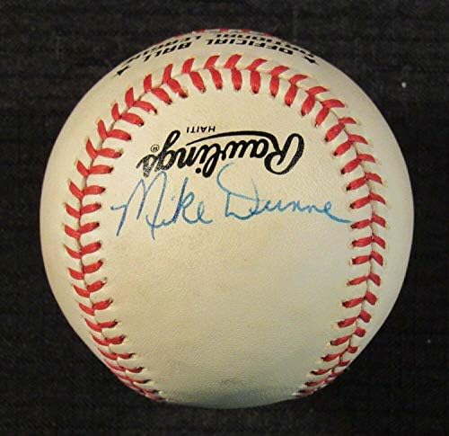 Майк Дън Подписа Автограф Rawlings Baseball B95 - Бейзболни Топки С Автографи