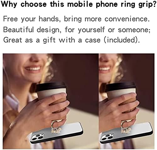 Притежателят на пръстена за мобилен телефон с хубаво цвете Bling Кристал Кристал, Въртящи се на 360 градуса, Метална