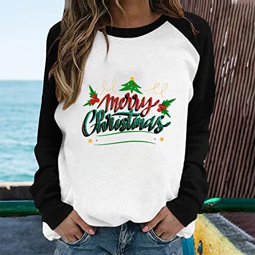 Грозен Коледен Пуловер за Жени, Тениска с Кръгло Деколте и Надпис Merry Christmas, Тениска със Забавна Хубав Принтом, Туника,