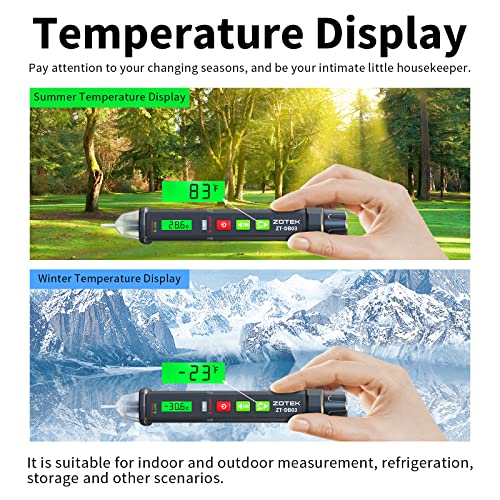 Тестер на напрежение ZOTEK ZT-DB03 с дисплей на температурата на околната среда, Безконтактно Тестер за напрежение, Многодиапазонный