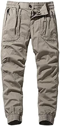 MIASHUI Саржевые Панталони Мъжки Летни Панталони Карго Плътен Цвят С Множество Джобове Разтеглив Обикновена Панталони