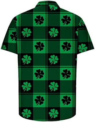 Мъжка Риза в Деня на Св. Патрик, Хавайски Ризи с копчета, Ежедневни Блузи С Къс Ръкав, Летен Зелен Топ с Ирландски Трилистником