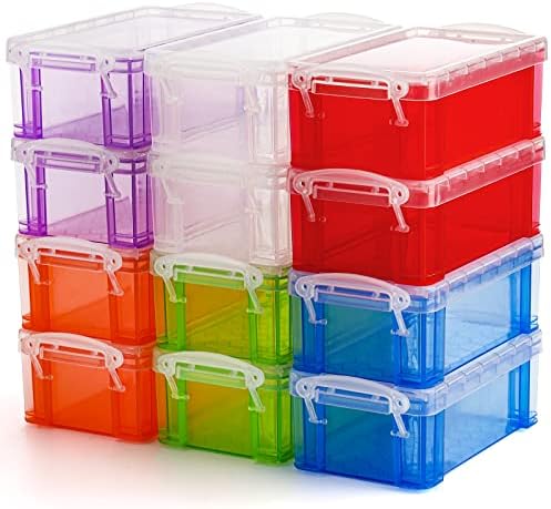 Hiceeden 12 Опаковки, Малката Пластмасова Кутия за съхранение с капак, 5,3 x3x2, Штабелируемый Прозрачен Калъф