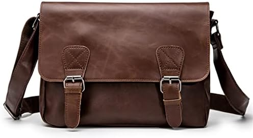 ZLXDP Чанта-месинджър от Изкуствена кожа, Бизнес Черна Ежедневна чанта за лаптоп, Мъжка чанта през рамо за мъже (Цвят: