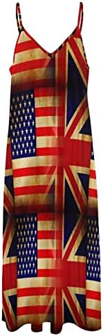 Британски Флаг на САЩ-Секси Дълга Рокля Макси С Принтом Без Ръкави Плажна Забавно