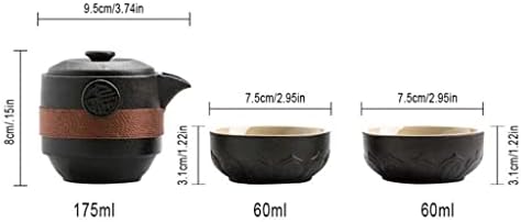 N/A Текстурная черна керамика, 1 кана и 2 чаши чай, китайски Чай комплекти, Пътни Преносими чаши за Кафе и пот за чай кунг-фу (Цвят: черен, размер: 15 * 15 * 8 см)