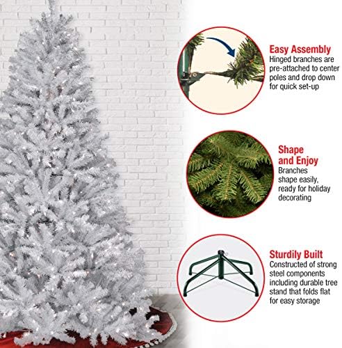 National Tree Company Предварително Зажженная Изкуствена Коледна елха в Реален размер, Бяла, Ела на Северна Долина,