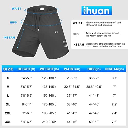 Спортни къси панталони ihuan за мъжки спортни тренировки - бързо съхнещи Леки Спортни Шорти 7 инча за Джогинг и разходка