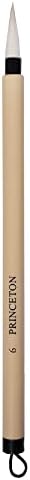 Princeton Artist Brush Co. Бамбук серия 2150 - Бамбук четка за рисуване - Кръгла четка с къса дръжка, Размер на четката 6 - Четка за калиграфия от естествена коса за акварел и трупа -