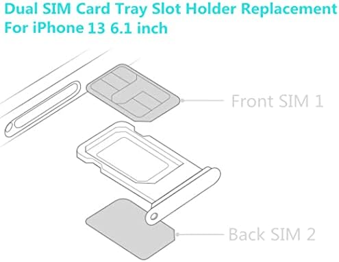 Смяна на притежателя на слота за тавата за две СИМ-карти LNONLS за iPhone 13 6,1 инча с Непромокаем Гумен пръстен и се