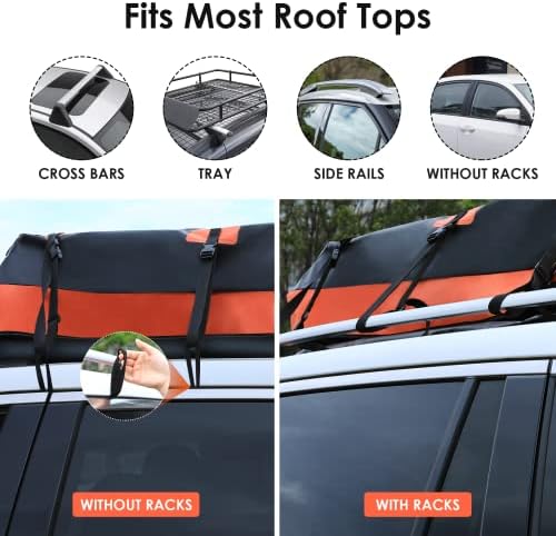 RichYa Car Roof Cargo Carrier, Чантата върху покрива на колата за автомобили с и Без подпори, Водоустойчив, с цип, с
