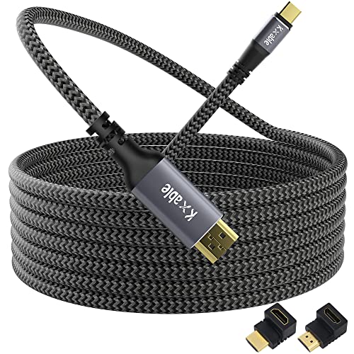 USB кабел C-HDMI дължина 25 метра, 4K @ 60Hz HDR с Дълъг тъкани кабел, USB адаптер 3.1 Type-C-HDMI 2.0 за Samsung Galaxy