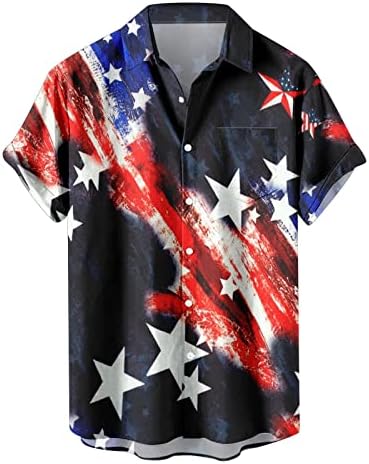 MIASHUI Мъжки Ризи с флага на сащ патриотични Ризи за Мъже на 4 Юли Мъжки С Къс Ръкав копчета Замяна