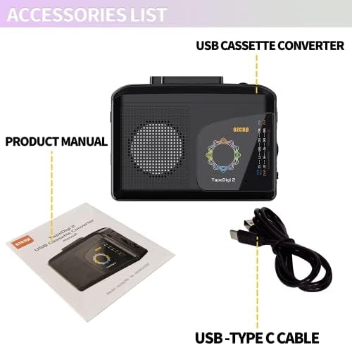 Касетофон SOGTICPS, портативен магнетофон, записывающий музика във формат MP3 през USB – Съвместима с лаптопи и персонални