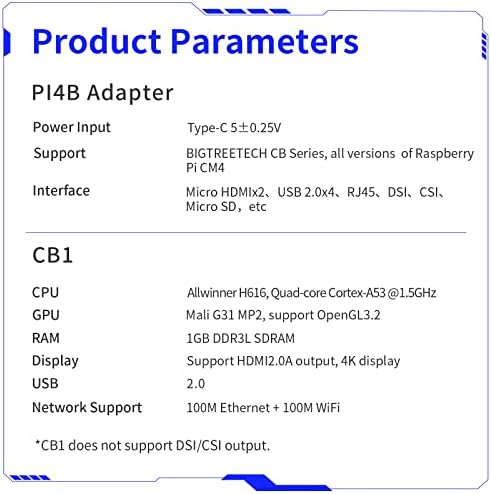 Комплект панельной заплата BIGTREETECH Pi4B + CB1, с платка за управление на SKR Mini E3 V3.0 Октопод V1.1 Октопод Pro