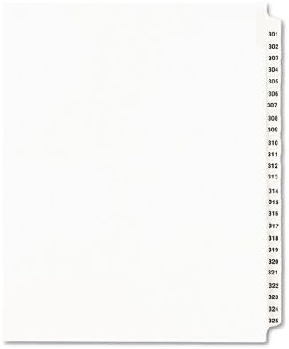 Продукти Ейвъри - Разделител юридически табовете в стил Ейвъри, Име: 301-325, буквално, бял, 1 комплект - Продавам 1