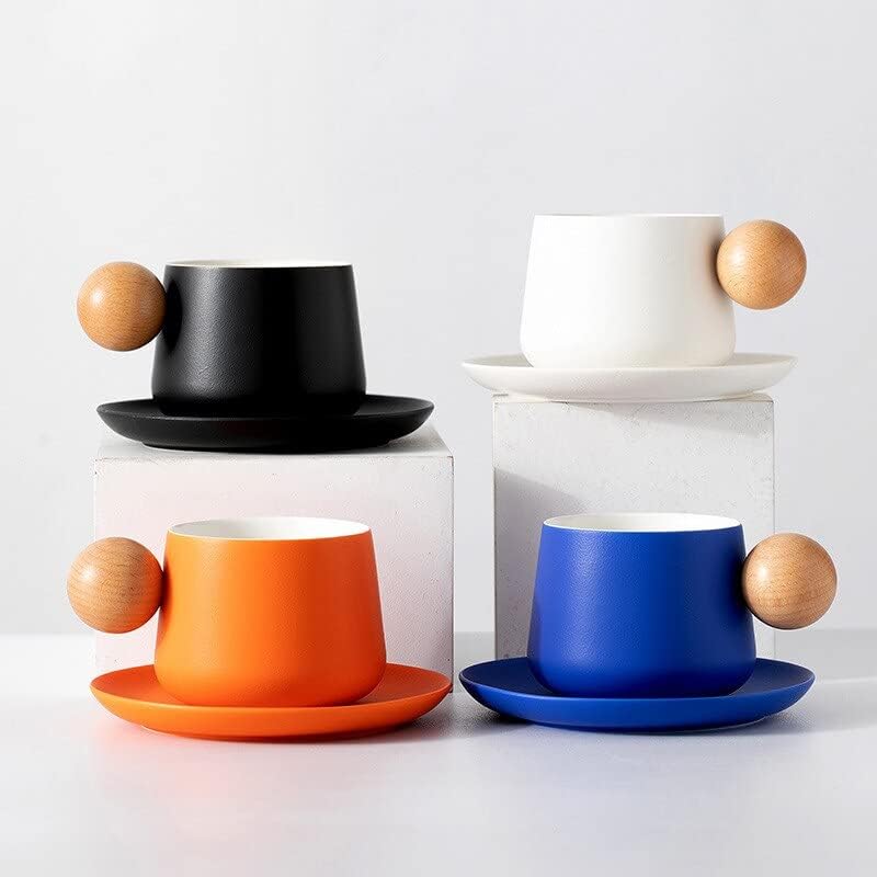 Serj Кей Designs Дизайнерски кафеена чаша от висок клас, изискан комплект керамични кафеени чаши и блюдец ins,