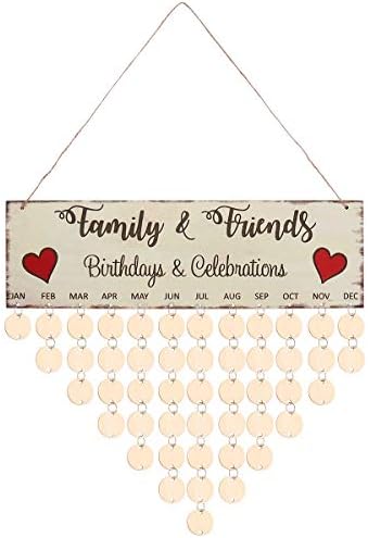 VORCOOL Рожден Ден, Приятели на Семейството Дървена Напомняне, Календар със Собствените си ръце, Подвесная Знак за