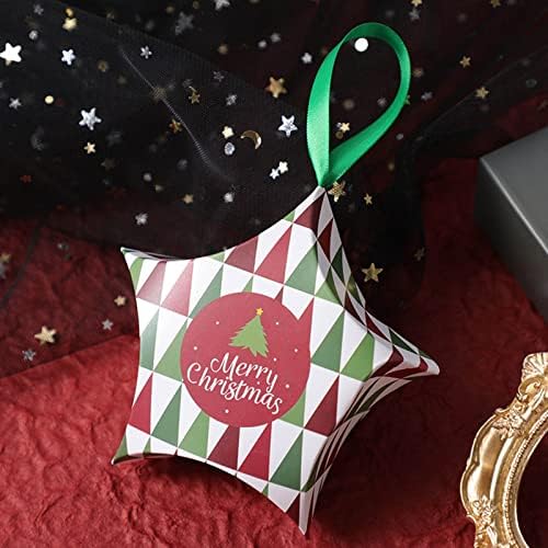 Коледни Окачени на Коледа и нова година подаръци Креативна Коледна Звезда Подарък Кутия за Бонбони Коледна