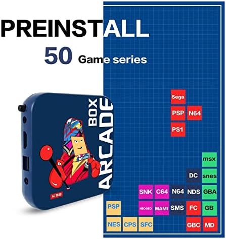 Игрова конзола MOLLAL 4K Arcade Box конзолата е Подходяща за PS1/DC/Elia 64 GB Класически Ретро Игрова конзола MAX 50000 + 4K