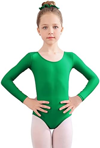 спортен Бански костюм с дълги ръкави за Момичета, Гимнастически Танцово Трика за Деца, Танц Гащеризон за Момичета и Момчета 3-12 Години