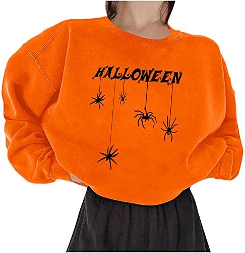 lcziwo, дамски пуловери оверсайз, върхове със забавна принтом на Хелоуин, ежедневни свободни свитшоты с дълги ръкави и шарките